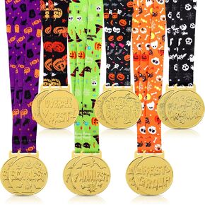 12 Pcs Halloween Party Trophy Award Medals Bulk 2''Halloween Best Costume Prizes with Ribbons Ghost Skull Pumpkin Award Trophy Golden Costume Contest Medals for Halloween Party Supplies in Kuwait