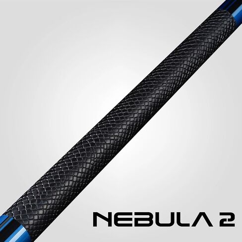 RHINO Nebula 2 Pool Cue - عمود من ألياف الكربون الممتازة ومؤخرة مركبة. طرف كريستال تايم، تصميم مستدق احترافي. 3/8-8 مفصل، غلاف رياضي. جديلة تجمع منخفضة الانحراف in Kuwait