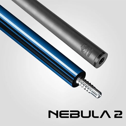 RHINO Nebula 2 Pool Cue - عمود من ألياف الكربون الممتازة ومؤخرة مركبة. طرف كريستال تايم، تصميم مستدق احترافي. 3/8-8 مفصل، غلاف رياضي. جديلة تجمع منخفضة الانحراف in Kuwait