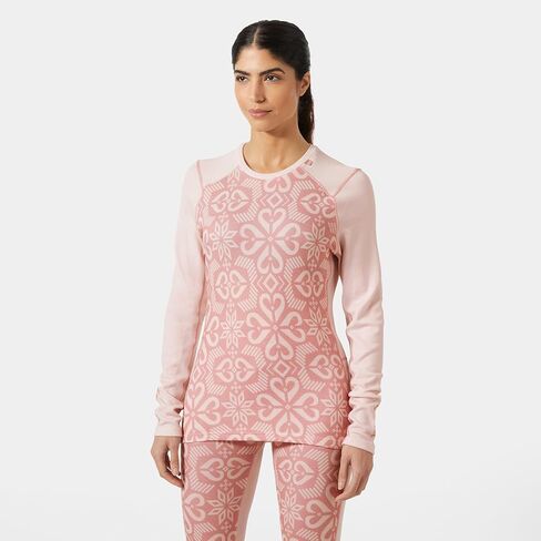 Helly-Hansen W LIFA Merino Midweight Graphic Crew Base Layer Crew Top Thermal Shirt, Long Sleeve, Cold Weather, Breathable in Saudi Arabia
