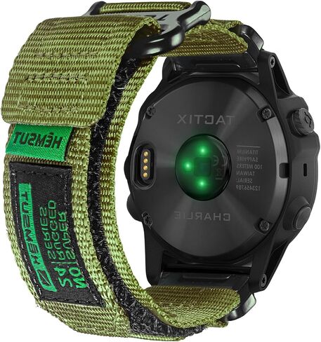حزام ساعة عسكري متوافق مع Garmin، حزام عريض من النايلون مقاس 22 مم لـ Fenix 8 47mm /7/7 Pro/6/6 Pro/5/5 Plus/E 47 مم، MARQ، Instinct 2/Tacical، D2 Delta S/Descent G1، S60/62/S70 47 مم، Forerunner 965/955/945/935/745، كواتيكس 6/5، إبيكس in Kuwait