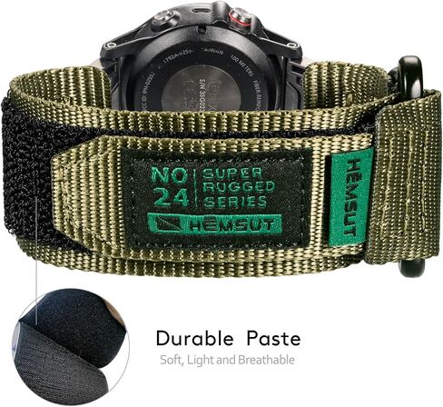 حزام ساعة عسكري متوافق مع Garmin، حزام عريض من النايلون مقاس 22 مم لـ Fenix 8 47mm /7/7 Pro/6/6 Pro/5/5 Plus/E 47 مم، MARQ، Instinct 2/Tacical، D2 Delta S/Descent G1، S60/62/S70 47 مم، Forerunner 965/955/945/935/745، كواتيكس 6/5، إبيكس in Kuwait