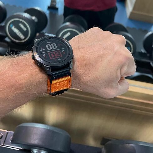 حزام ساعة عسكري متوافق مع Garmin، حزام عريض من النايلون مقاس 22 مم لـ Fenix 8 47mm /7/7 Pro/6/6 Pro/5/5 Plus/E 47 مم، MARQ، Instinct 2/Tacical، D2 Delta S/Descent G1، S60/62/S70 47 مم، Forerunner 965/955/945/935/745، كواتيكس 6/5، إبيكس in Kuwait