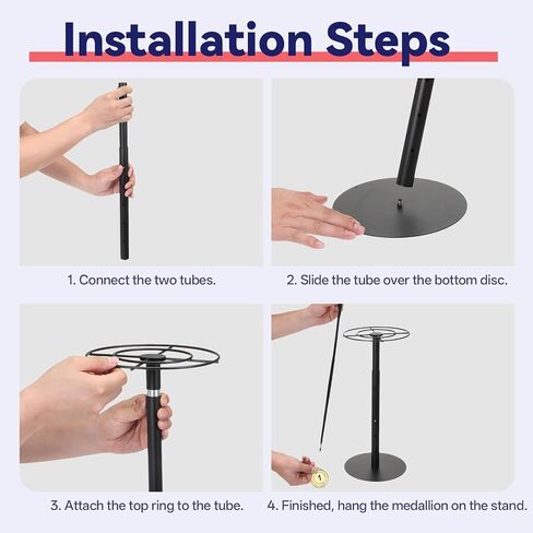 Tabletop Honor Display, Rotatable Medal Hangers Display, Adjustable Award Holder Stand for Marathon, Cheer, Baseball, Soccer, Heavy-Duty Metal Base with Quick Assembly Rack, 30+ Medals Capacity in Saudi Arabia