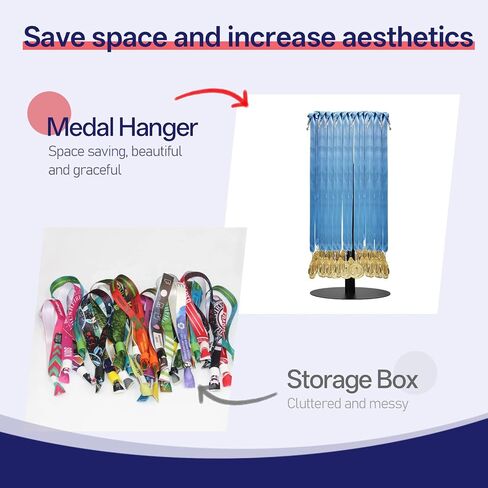 Tabletop Honor Display, Rotatable Medal Hangers Display, Adjustable Award Holder Stand for Marathon, Cheer, Baseball, Soccer, Heavy-Duty Metal Base with Quick Assembly Rack, 30+ Medals Capacity in Saudi Arabia