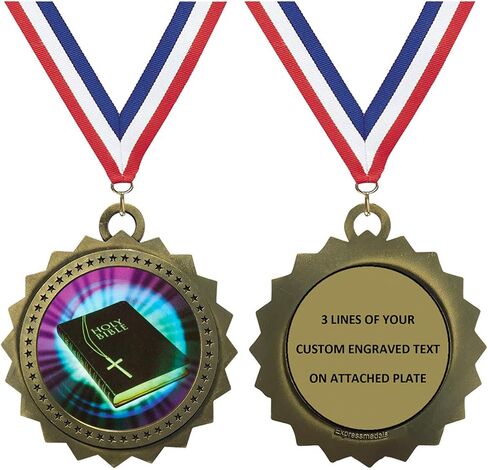1 to 50 Packs Holy Bible Gold Medals Trophy Award with Free Custom Engraving D03-MY408 in Saudi Arabia