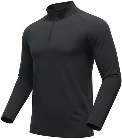 Men's Quarter Zip Pullover, Long Sleeve Athletic Performance Shirt, Mock Neck,Solid Basic t-Shirt in Saudi Arabia