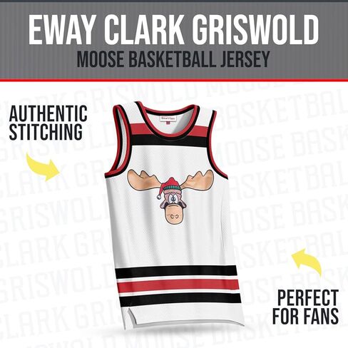 جيرسي Griswold Moose Youth Clark #00 لكرة السلة - حروف وأرقام مخيطة لعطلة X-Mas، ملابس للمشجعين، للأطفال من مقاس S إلى XL in Kuwait