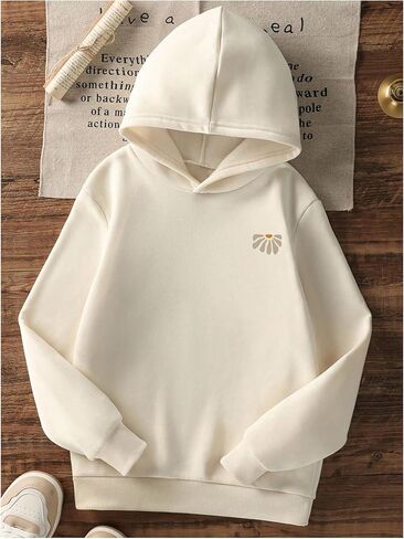 Girl's Floral Graphic Hoodies Hooded Neck Long Sleeve Pullover Sweatshirts in Saudi Arabia