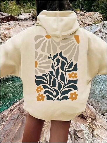 Girl's Floral Graphic Hoodies Hooded Neck Long Sleeve Pullover Sweatshirts in Saudi Arabia