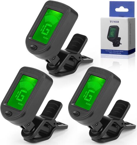Boao 3 Pcs Guitar Tuner, Clip on Tuner with Chromatic Modes, Digital Electronic Clear LCD Display, 360 Degree Rotation for Acoustic/electric Guitar, Ukulele, Bass, Violin, Banjo, Mandolin in Saudi Arabia