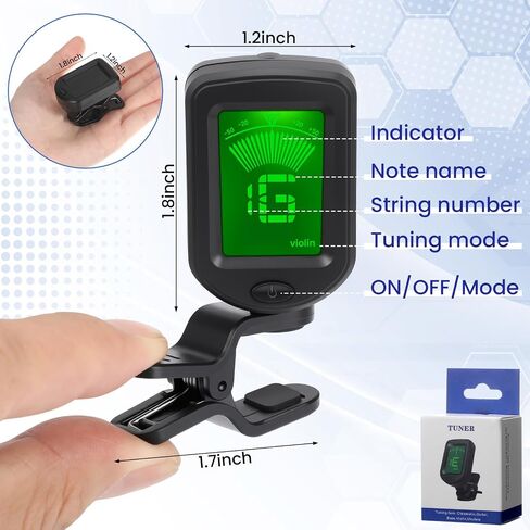 Boao 3 Pcs Guitar Tuner, Clip on Tuner with Chromatic Modes, Digital Electronic Clear LCD Display, 360 Degree Rotation for Acoustic/electric Guitar, Ukulele, Bass, Violin, Banjo, Mandolin in Saudi Arabia