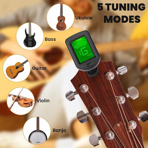 Boao 3 Pcs Guitar Tuner, Clip on Tuner with Chromatic Modes, Digital Electronic Clear LCD Display, 360 Degree Rotation for Acoustic/electric Guitar, Ukulele, Bass, Violin, Banjo, Mandolin in Saudi Arabia