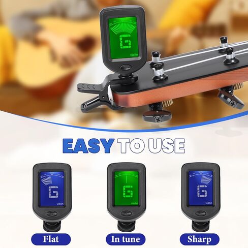 Boao 3 Pcs Guitar Tuner, Clip on Tuner with Chromatic Modes, Digital Electronic Clear LCD Display, 360 Degree Rotation for Acoustic/electric Guitar, Ukulele, Bass, Violin, Banjo, Mandolin in Saudi Arabia