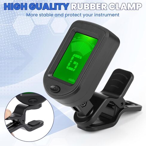 Boao 3 Pcs Guitar Tuner, Clip on Tuner with Chromatic Modes, Digital Electronic Clear LCD Display, 360 Degree Rotation for Acoustic/electric Guitar, Ukulele, Bass, Violin, Banjo, Mandolin in Saudi Arabia