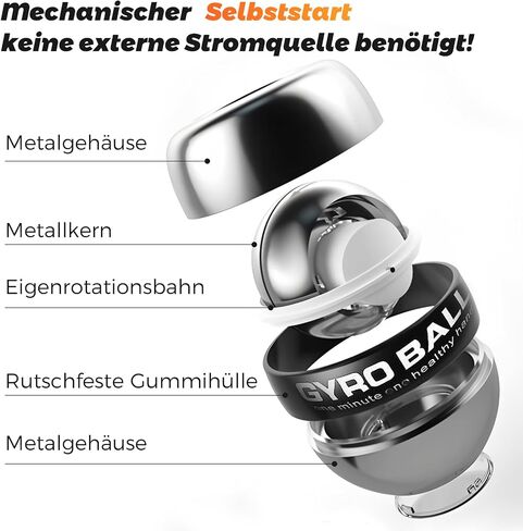 Vollmetal Gyroball Wrist Exerciser Ball Auto Start 5 Level Resistance Gyroscopic Forearm Trainer Arm Strengthening Arm Finger Wrist in Saudi Arabia