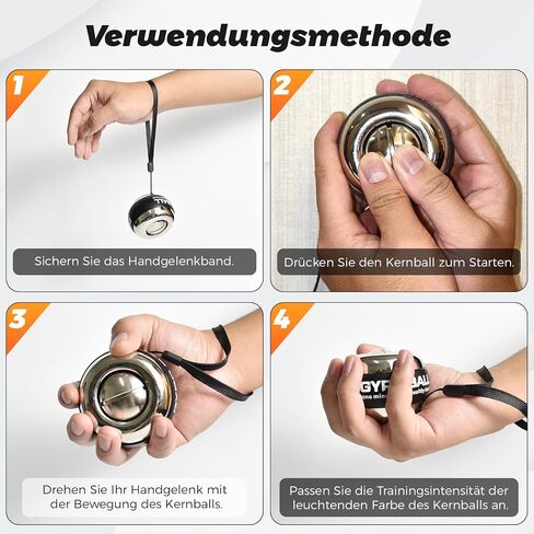 Vollmetal Gyroball Wrist Exerciser Ball Auto Start 5 Level Resistance Gyroscopic Forearm Trainer Arm Strengthening Arm Finger Wrist in Saudi Arabia