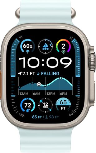حزام ساعة Apple - حزام المحيط - 49 ملم - أزرق مرساة - مقاس واحد - لمسة نهائية من التيتانيوم الأسود in Kuwait
