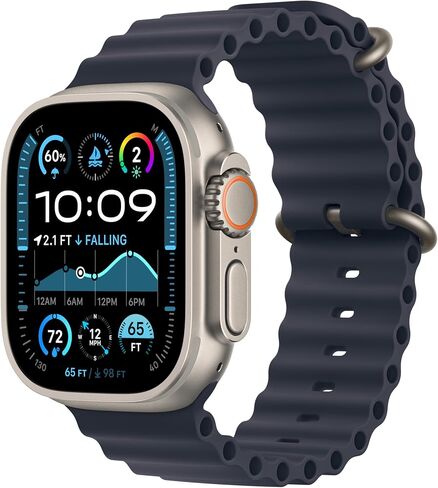 حزام ساعة Apple - حزام المحيط - 49 ملم - أزرق مرساة - مقاس واحد - لمسة نهائية من التيتانيوم الأسود in Kuwait