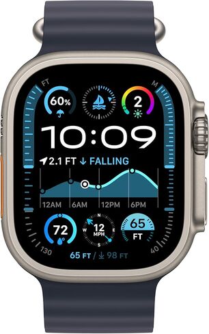 حزام ساعة Apple - حزام المحيط - 49 ملم - أزرق مرساة - مقاس واحد - لمسة نهائية من التيتانيوم الأسود in Kuwait