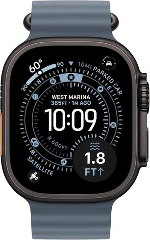 Apple Watch Band - Ocean Band - 49mm - Anchor Blue - One Size - Black Titanium Finish in Saudi Arabia