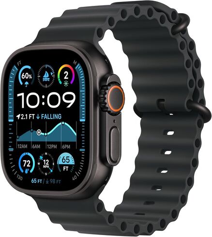 حزام ساعة Apple - حزام المحيط - 49 ملم - أزرق مرساة - مقاس واحد - لمسة نهائية من التيتانيوم الأسود in Kuwait