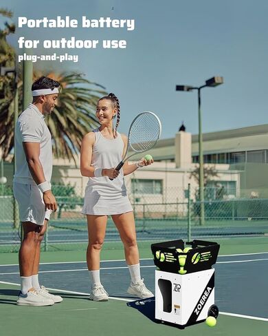 Portable Tennis Ball Machine (30lbs) - Dual Motor for TopSpin and Backspin, 120+ Balls, Max 80MPH, 6+ Hours Play with External Lithium Battery, Remote & APP Control (Not Included Ball) in Saudi Arabia
