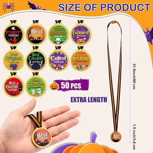 Kigeli Halloween Medals 10 Styles Costume Contest Award Medal Spooky Reward Trophy Halloween Party Favors for Kids Carnival Game Prizes Party Supplies Ghost Skeleton Pumpkin Cat Medal in Saudi Arabia