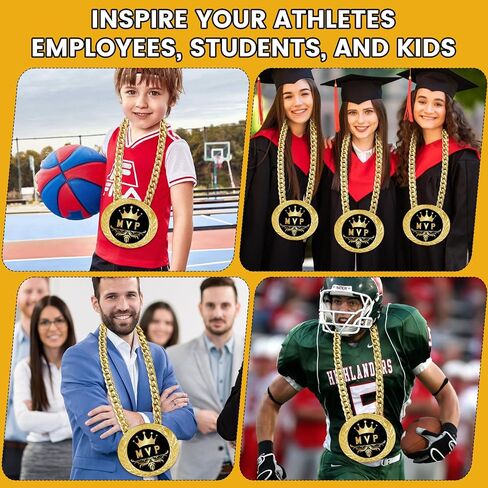 MVP Medals for Awards, 5.9" Big Gold Turnover Chain Medal, Champions League Trophy for Basketball Football Soccer Softball Volleyball Sports Competitions Prize and Party Favors in Saudi Arabia