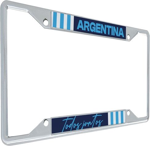إكسسوارات السيارات من Desert Cactus Argentine Football Association AFA Argentina Albiceleste لكرة القدم إطار لوحة ترخيص معدني وحامل بطاقات للجزء الأمامي أو الخلفي من السيارة (الإطار - التصميم E) in Saudi Arabia
