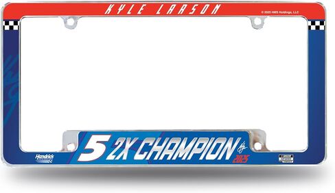 Rico Industries NASCAR Racing Kyle Larson 2025 NASCAR Cup Series Champion 12" x 6" كروم في جميع أنحاء إطار لوحة ترخيص السيارات للسيارة/الشاحنة/سيارات الدفع الرباعي in Saudi Arabia