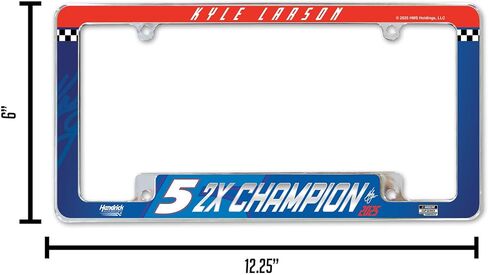 Rico Industries NASCAR Racing Kyle Larson 2025 NASCAR Cup Series Champion 12" x 6" كروم في جميع أنحاء إطار لوحة ترخيص السيارات للسيارة/الشاحنة/سيارات الدفع الرباعي in Saudi Arabia
