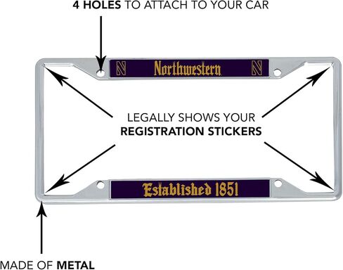 Desert Cactus Northwestern University Wildcats Metal License Plate Frame for Front or Back of Car Officially Licensed (Gothic B) in Saudi Arabia