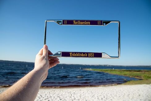 Desert Cactus Northwestern University Wildcats Metal License Plate Frame for Front or Back of Car Officially Licensed (Gothic B) in Saudi Arabia