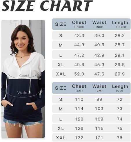 Womens Hoodies Button Collar Drawstring Hooded Pullover Sweatshirt with Pocket Casual Long Sleeve Tops Shirts in Saudi Arabia