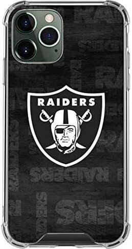حافظة هاتف Skinit الشفافة متوافقة مع iPhone 12 Pro - تصميم أسود وأبيض مرخص رسميًا من NFL Las Vegas Raiders in Saudi Arabia