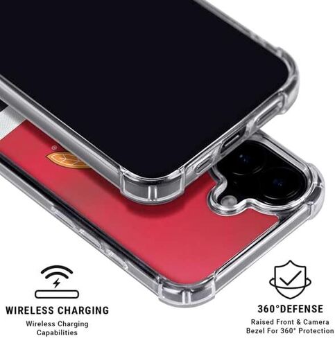 حافظة هاتف Skinit الشفافة متوافقة مع iPhone 16 - تصميم خطوط حمراء مرخص رسميًا من NHL Blackhawks in Saudi Arabia