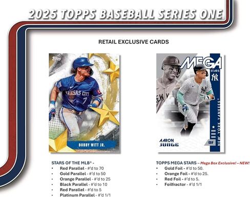 2025 Topps Series 1 بطاقة تجارة البيسبول MLB Retail 20 Pack Box in Kuwait