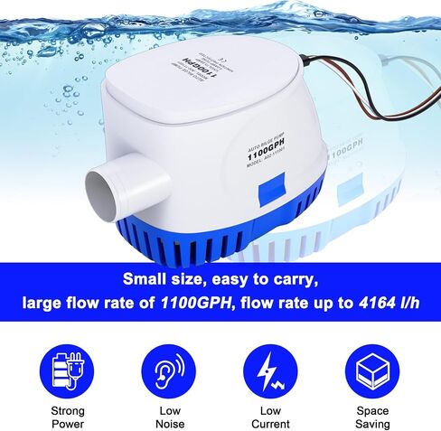 1100gph Bilge Pump 12V Non- Automatic Bilge Pumps for Boats Marine Submersible Bilge Water Pump for Boats Kayak Cruisers in Saudi Arabia