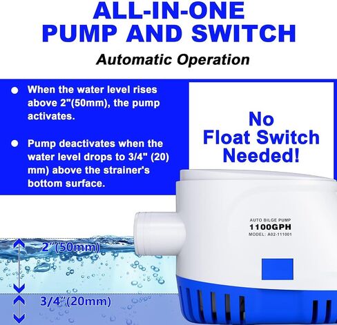 1100gph Bilge Pump 12V Non- Automatic Bilge Pumps for Boats Marine Submersible Bilge Water Pump for Boats Kayak Cruisers in Saudi Arabia