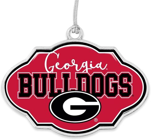 Georgia Bulldogs Frame Design Christmas Ornament with Team Logo Silver Metal Gift Tree Decoration UGA in Saudi Arabia