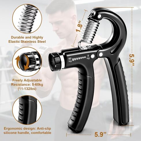 Adjustable Grip Strengthener, 5 Pack Hand Strengthening Devices Kit, Wrist and Forearm Strengtheners for Physical Therapy, Sprain Recovery, Home Gym in Saudi Arabia