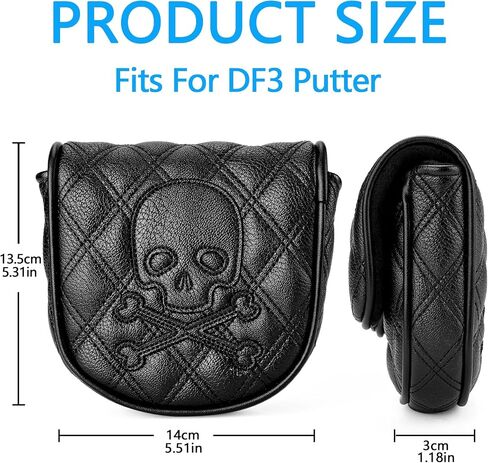Skull and Crossbones Golf Club Skeleton Mallet Putter Cover Fits for DF3 Putters Center Shaft Magnetic Closure Synthetic PU Leather Headcover in Saudi Arabia