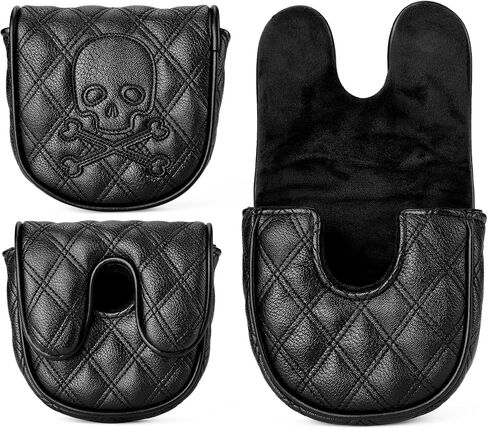 Skull and Crossbones Golf Club Skeleton Mallet Putter Cover Fits for DF3 Putters Center Shaft Magnetic Closure Synthetic PU Leather Headcover in Saudi Arabia