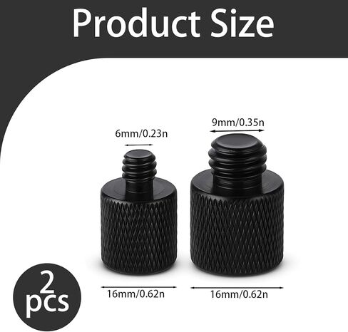 2pcs Mic Stand Adapter 5/8 to 3/8 and 5/8 to 1/4 Mic Thread Screw Adapter 1/4 Male to 5/8 Female and 3/8 Male to 5/8 Female-Screw Adapter for Microphone Mounts and Stands Mic Boom Arm (Black) in Saudi Arabia