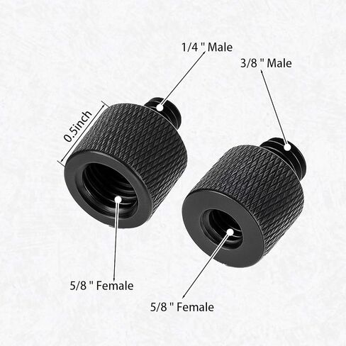 2pcs Mic Stand Adapter 5/8 to 3/8 and 5/8 to 1/4 Mic Thread Screw Adapter 1/4 Male to 5/8 Female and 3/8 Male to 5/8 Female-Screw Adapter for Microphone Mounts and Stands Mic Boom Arm (Black) in Saudi Arabia