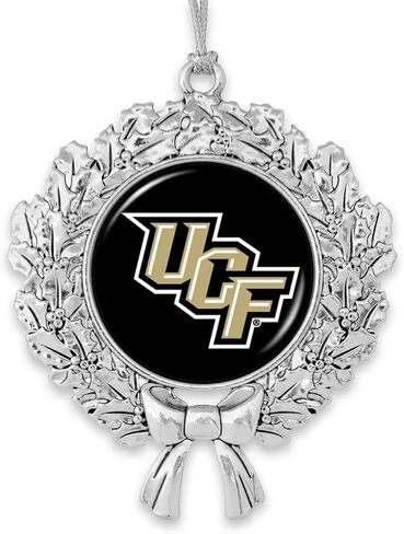 UCF وسط فلوريدا فرسان اكليلا من الزهور مع شعار الفريق الفضة المعدنية عيد الميلاد زخرفة هدية شجرة الديكور in Saudi Arabia