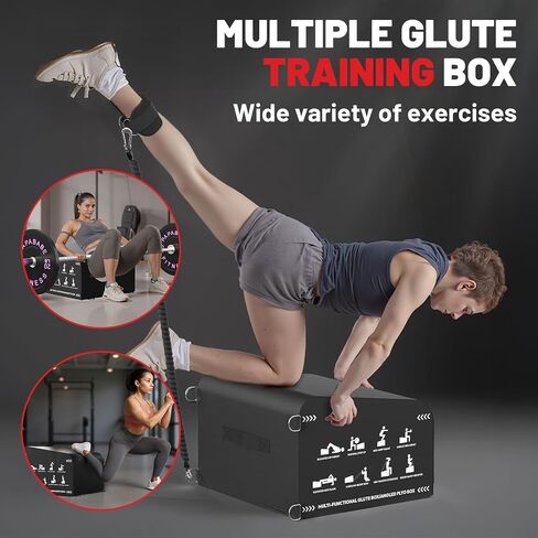 PAPABABE Hip Thrust Bench, Glute Box for Hip Strength, Multi-Functional Angled Glute Box with Anti-Slip Tread, Hip Thrust Machine at Home Gym for Glute Bridge, Core & Ab Workout Strength Training in Saudi Arabia