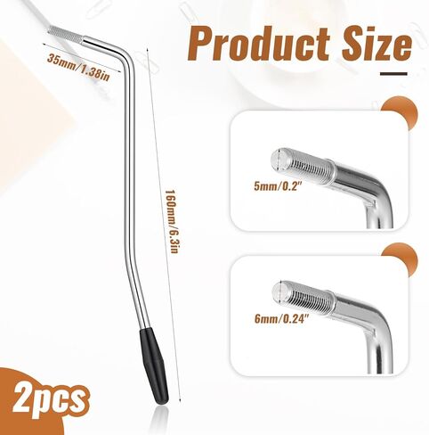 2Pcs 6mm & 5mm Whammy Bar Thread Tremolo Arm Electric Guitar Tremolo Arm Whammy Bar with Tip Metal Single Tremolos Arms (Silver) in Kuwait