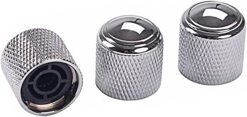 Hemoton 3pcs Chrome Finish Aluminum Alloy Control Knobs for Electric Bass Guitar Volume Tone Durable Replacement Parts for Guitar and in Saudi Arabia